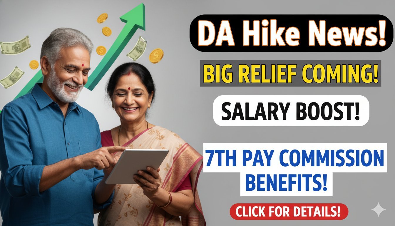 केंद्रीय सरकारी कर्मचारियों के लिए DA बढ़ोतरी की घोषणा दर्शाती इमेज