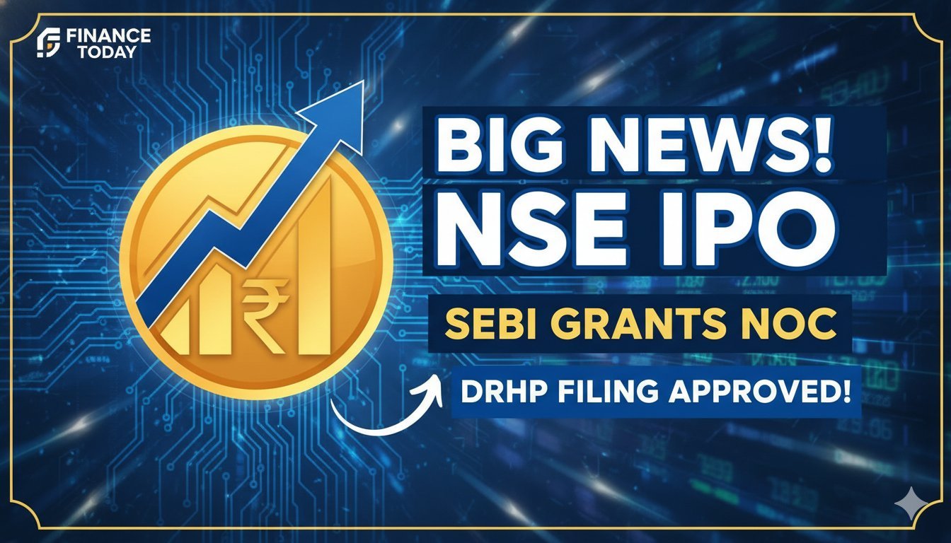 NSE मुख्यालय की इमारत और SEBI लोगो के साथ IPO संबंधित ग्राफिक