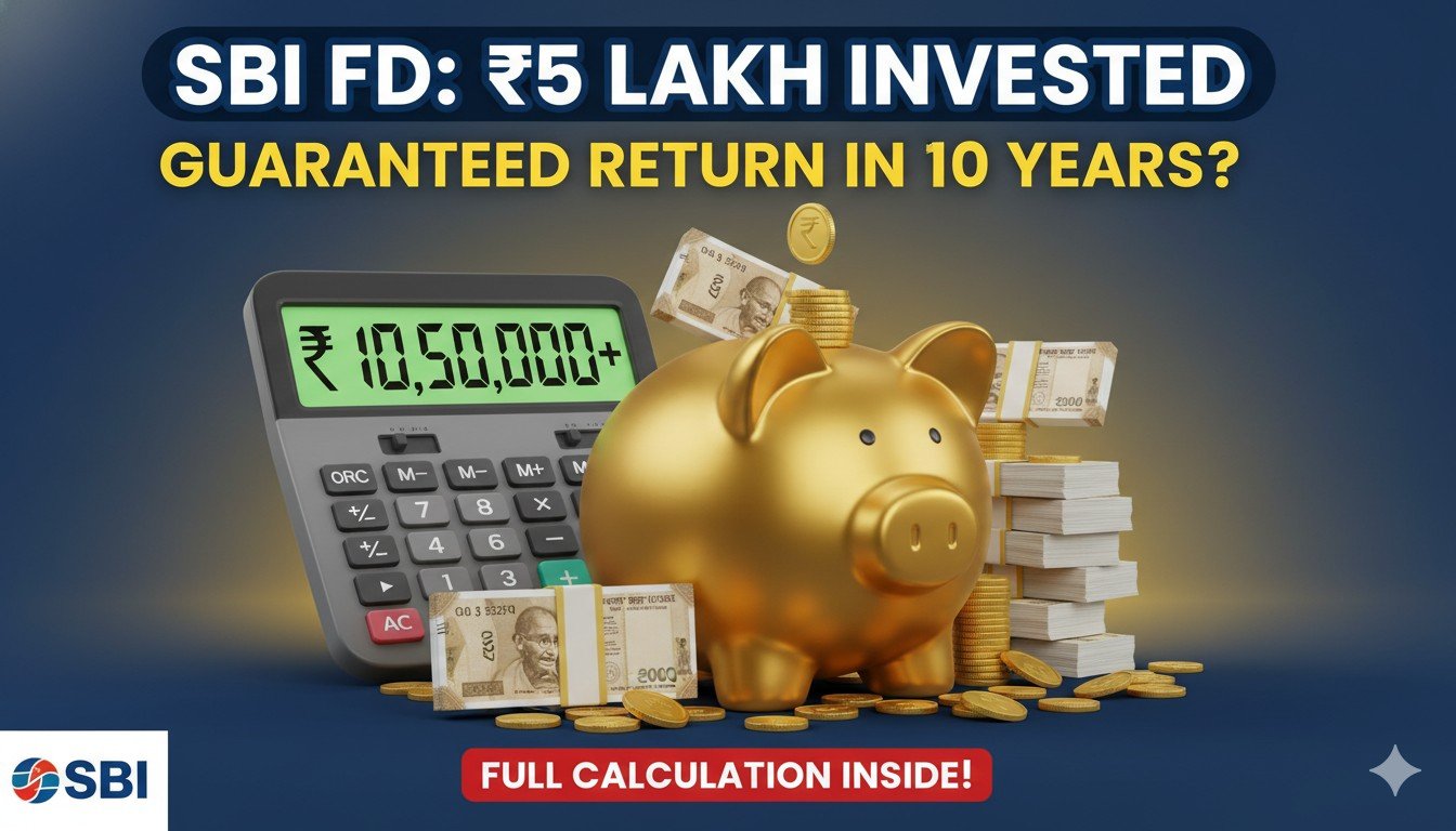 SBI FD में 5 लाख निवेश पर 10 साल का रिटर्न कैलकुलेशन चार्ट