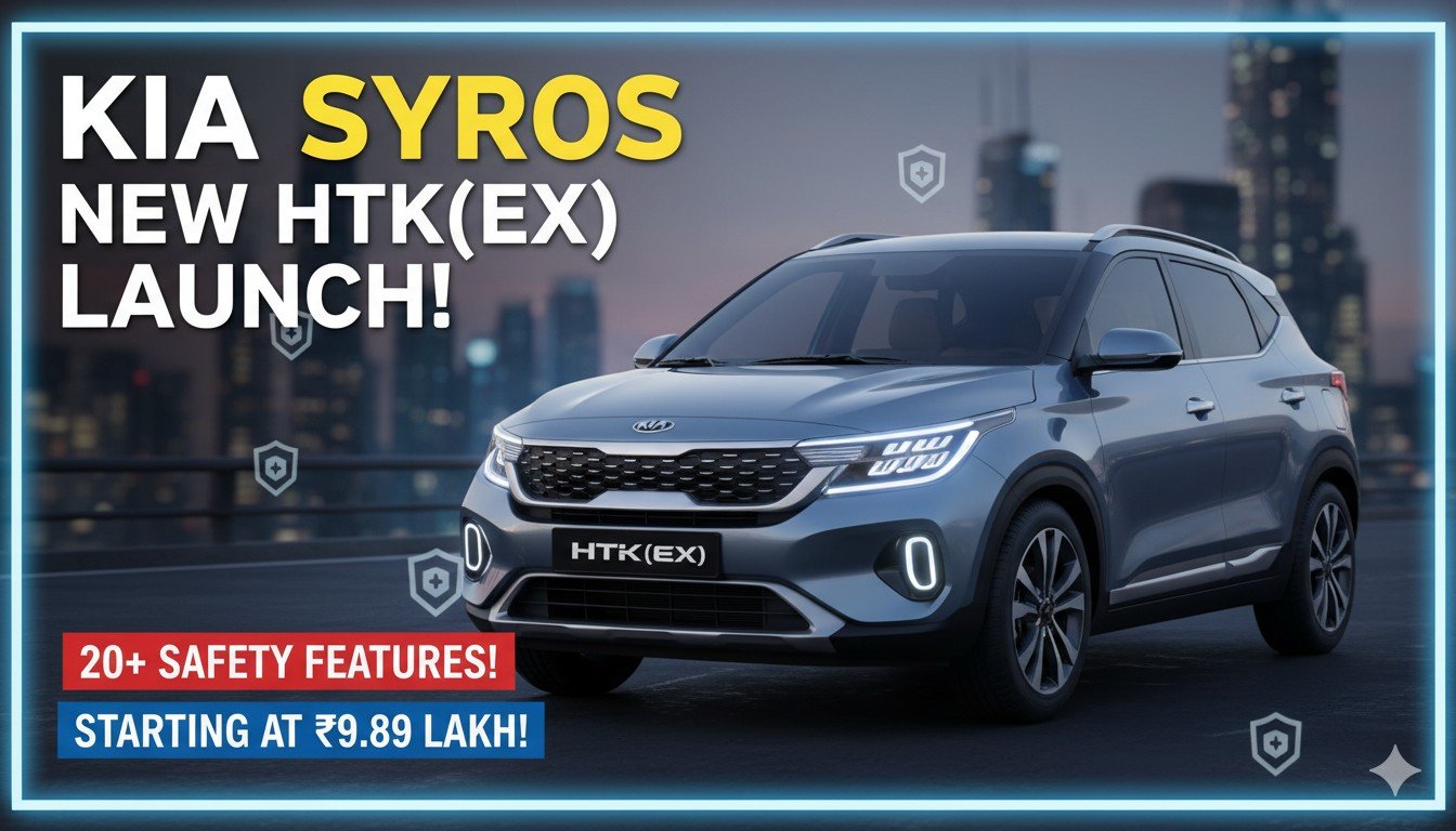 کیا سائروس HTK(EX) ویرینٹ کی فرنٹ ویو، سلور کلر میں SUV کار۔