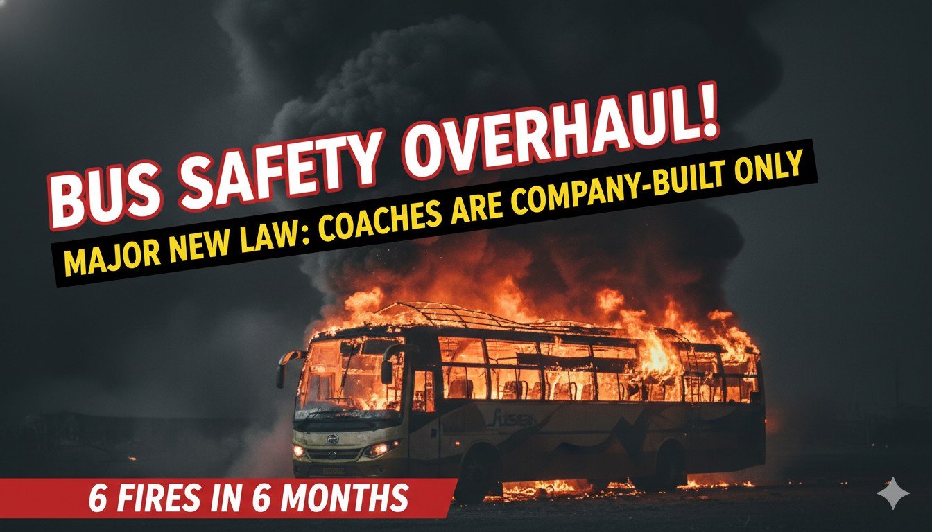 स्लीपर बस में आग लगने की घटना के बाद सुरक्षा नियमों की घोषणा, फायर डिटेक्शन सिस्टम वाली बस का ग्राफिक