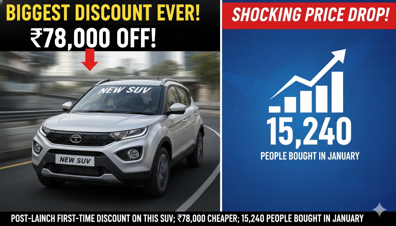 Maruti Victoris SUV in blue color with discount badge