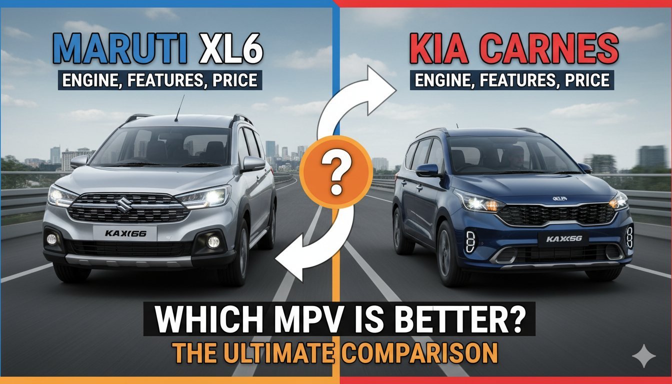 Maruti XL6 और Kia Carens की साइड बाय साइड तुलना, दोनों MPV कारें पार्किंग में