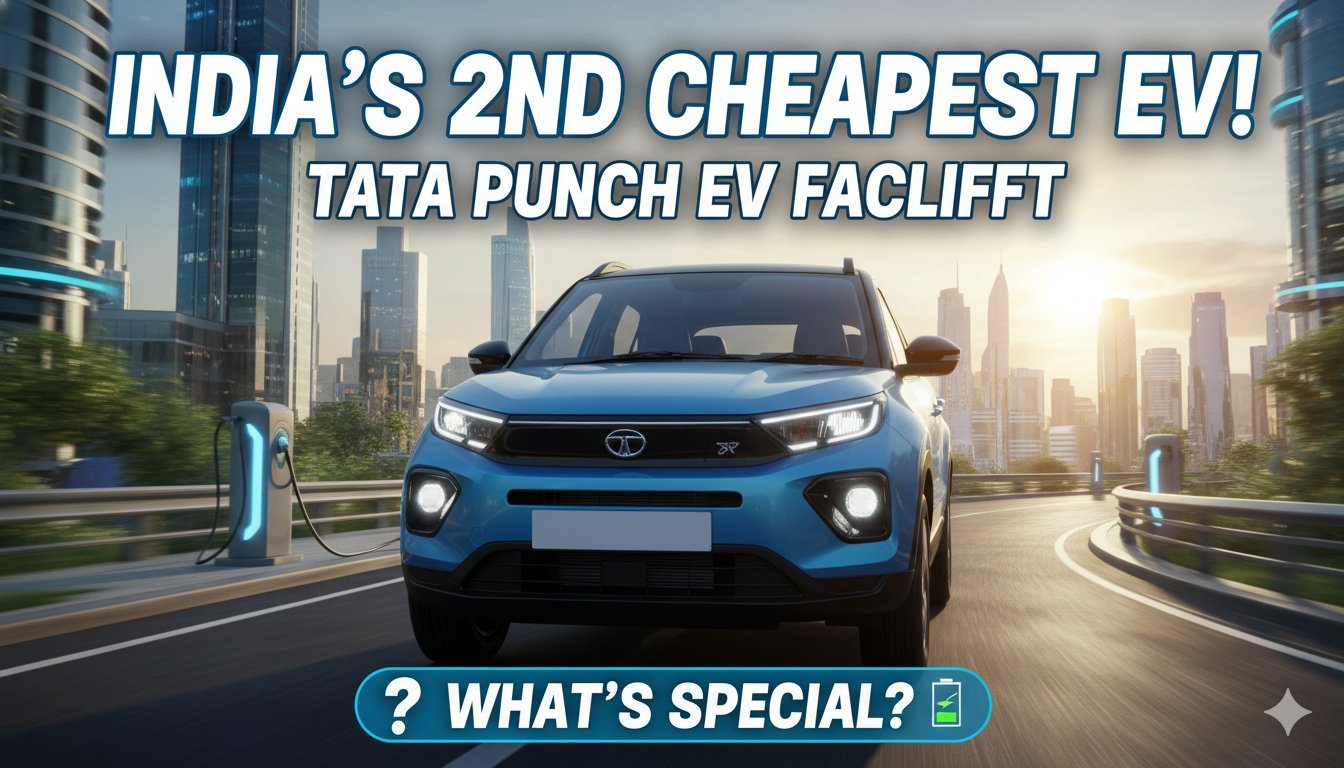 Tata Punch EV Facelift 2026 front view in red color showing updated design and LED lights