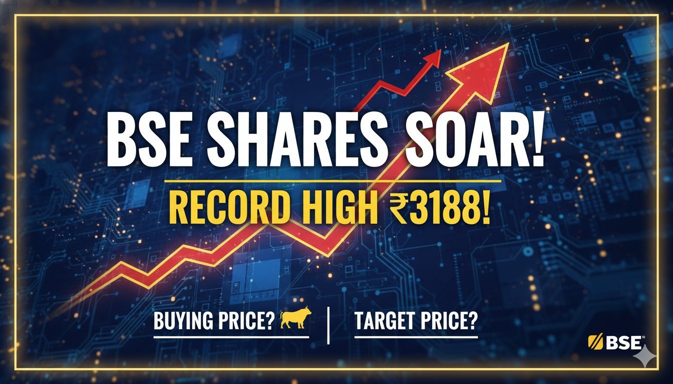 बीएसई लिमिटेड शेयर प्राइस चार्ट दिखाता हुआ ग्राफ जिसमें 3188 रुपये का रिकॉर्ड हाई हाइलाइटेड है