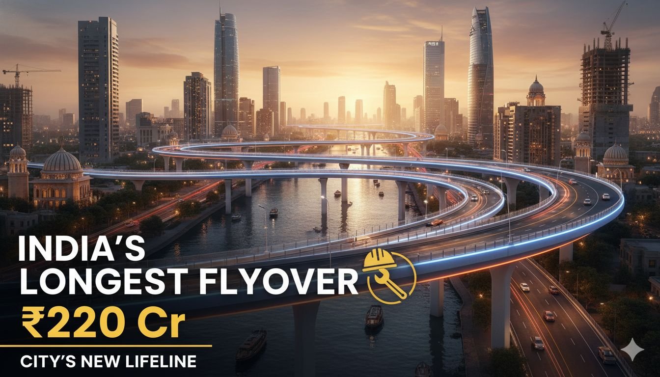 निर्माणाधीन अरूर-थुरावूर एलिवेटेड हाईवे केरल में क्रेन और मजदूरों के साथ