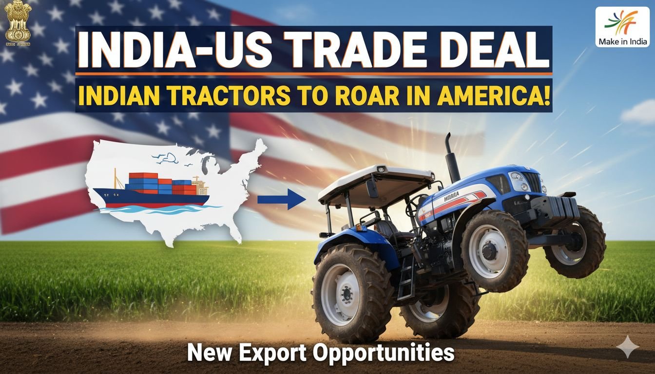 भारत-अमेरिका व्यापार समझौते के बाद भारतीय ट्रैक्टरों का अमेरिकी बाजार में निर्यात, CNH और Escorts Kubota ब्रांड्स