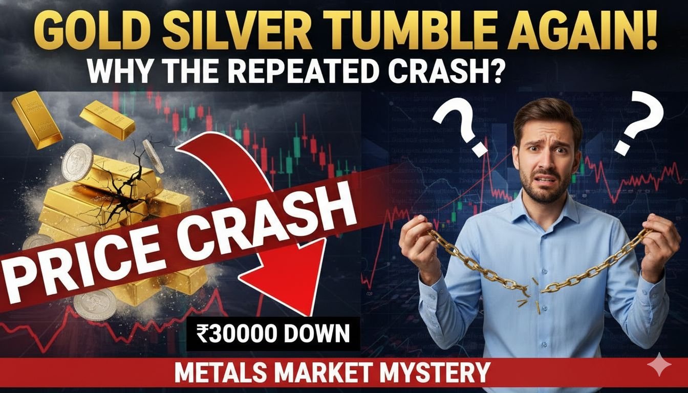 सोने और चांदी की कीमतों में गिरावट दिखाता ग्राफ