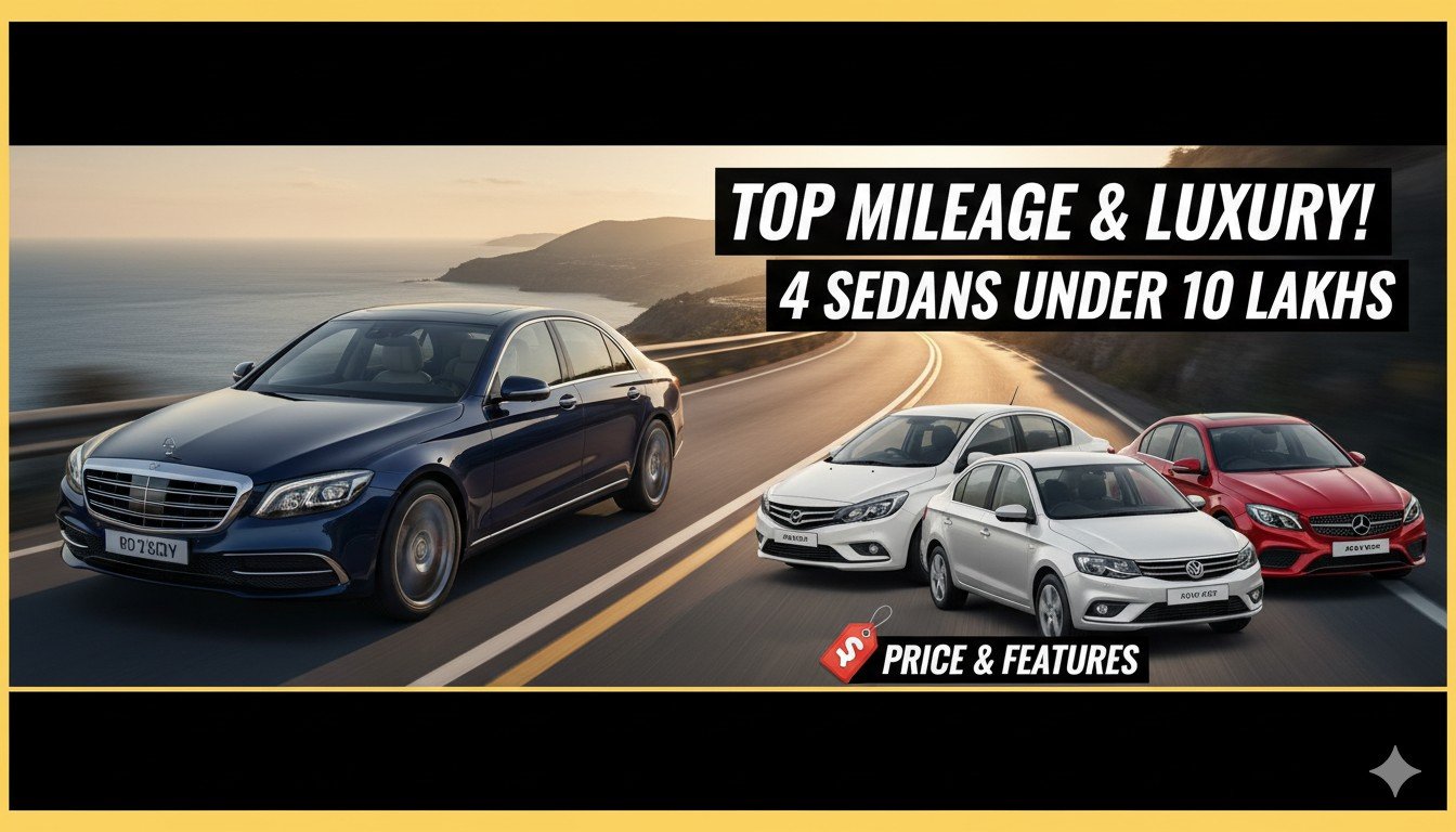 10 लाख रुपये के बजट में उपलब्ध टॉप 4 सेडान कारें - डिजायर, अमेज, ऑरा और टिगोर की साइड व्यू