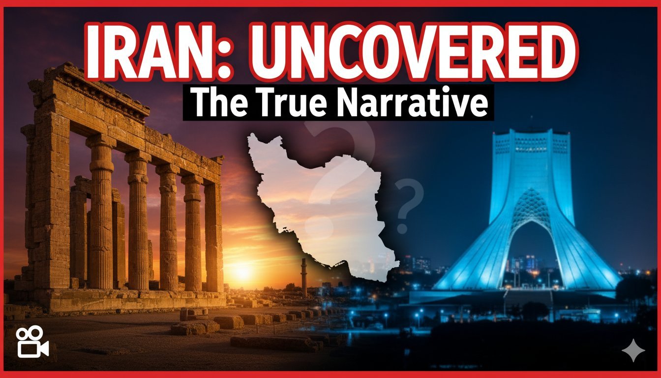 अयातुल्ला अली खामेनेई की तस्वीर के साथ ईरान का आर्थिक साम्राज्य दिखाते हुए ग्राफिक, Setad और अब्जों डॉलर की संपत्ति का प्रतीक