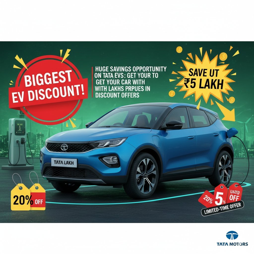 टाटा इलेक्ट्रिक व्हीकल्स पर भारी डिस्काउंट ऑफर्स, Curvv EV, Punch EV और अन्य मॉडल्स दिखाते हुए