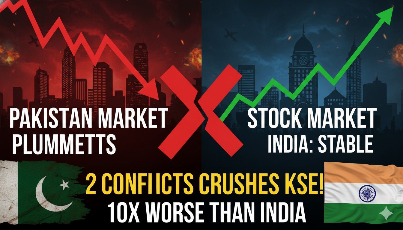 पाकिस्तान स्टॉक एक्सचेंज में रिकॉर्ड गिरावट, KSE-100 इंडेक्स का ग्राफ तेजी से नीचे गिरता हुआ दिखाता है
