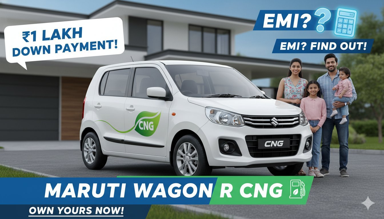 मारुति सुजुकी वैगन आर CNG वेरिएंट की साइड व्यू, नीला कलर में दिख रही कार